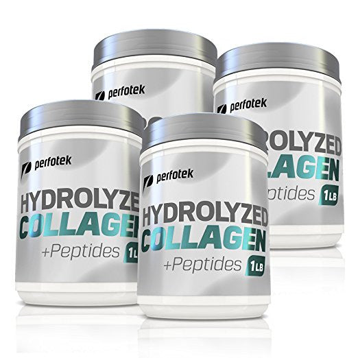 4 Pack of Perfotek Premium Hydrolyzed Collagen Powder with  Peptides 16 oz