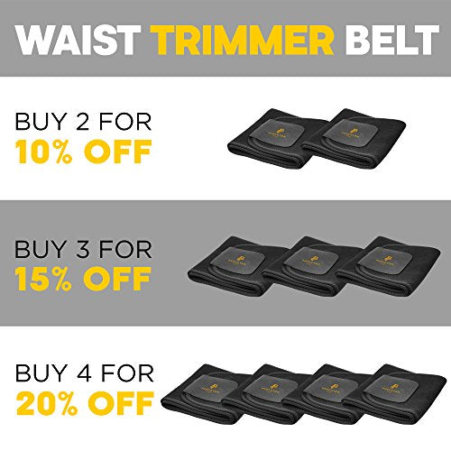 4-Pack Perfotek Waist Trimmer Belt, Weight Loss Wrap, Stomach Fat Burner,  Low Back and Lumbar Support with Sauna Suit Effect, Best Abdominal Trainer