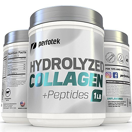 3 Pack of Perfotek Premium Hydrolyzed Collagen with  Peptides 16 oz
