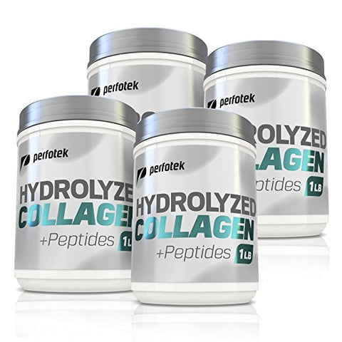 4 Pack of Perfotek Premium Hydrolyzed Collagen Powder with  Peptides 16 oz