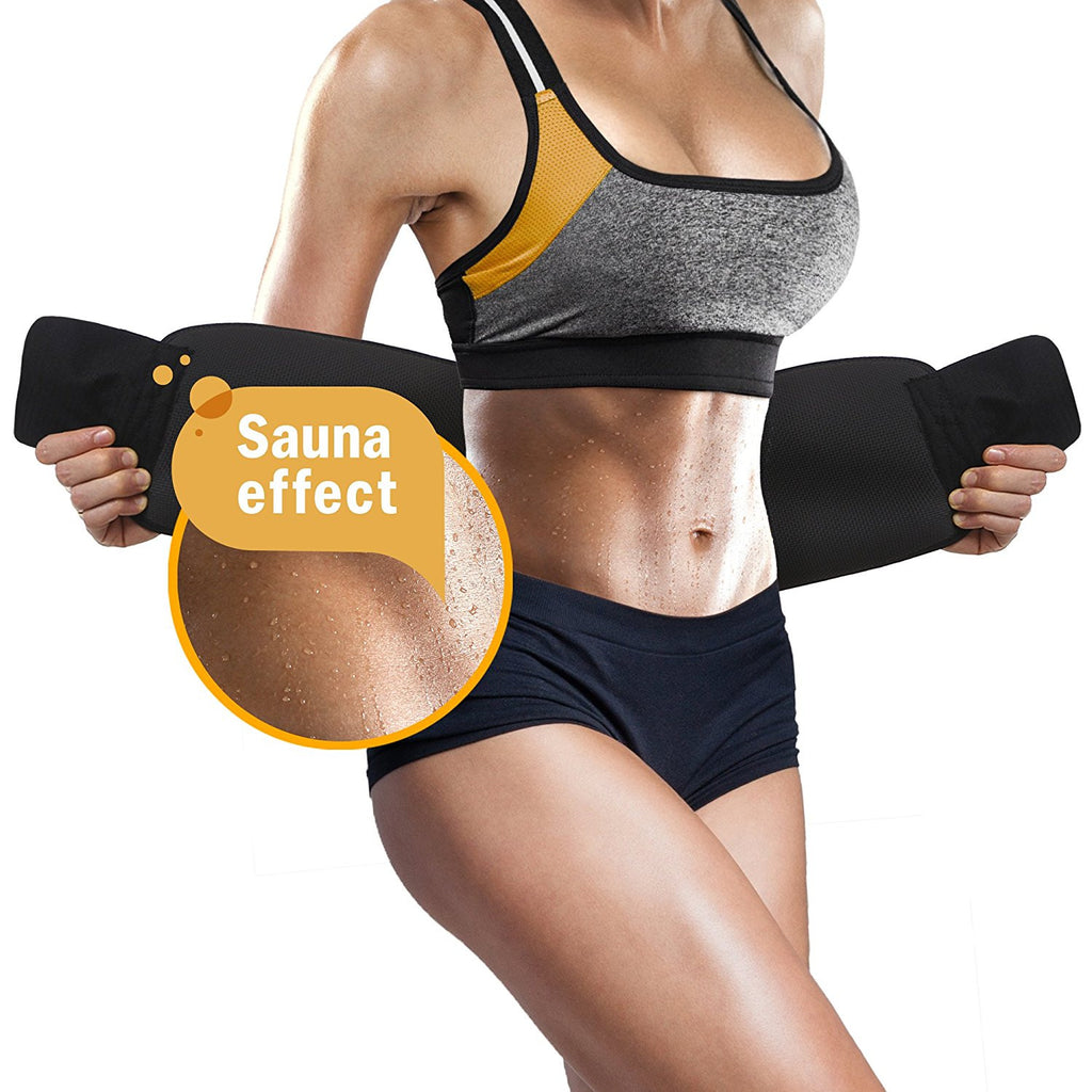 BOER SPORT Waist Trimmer Neoprene Sweat Belt with Sauna Effect for Weight  Loss and Slim Belly + Fat Measuring Caliper
